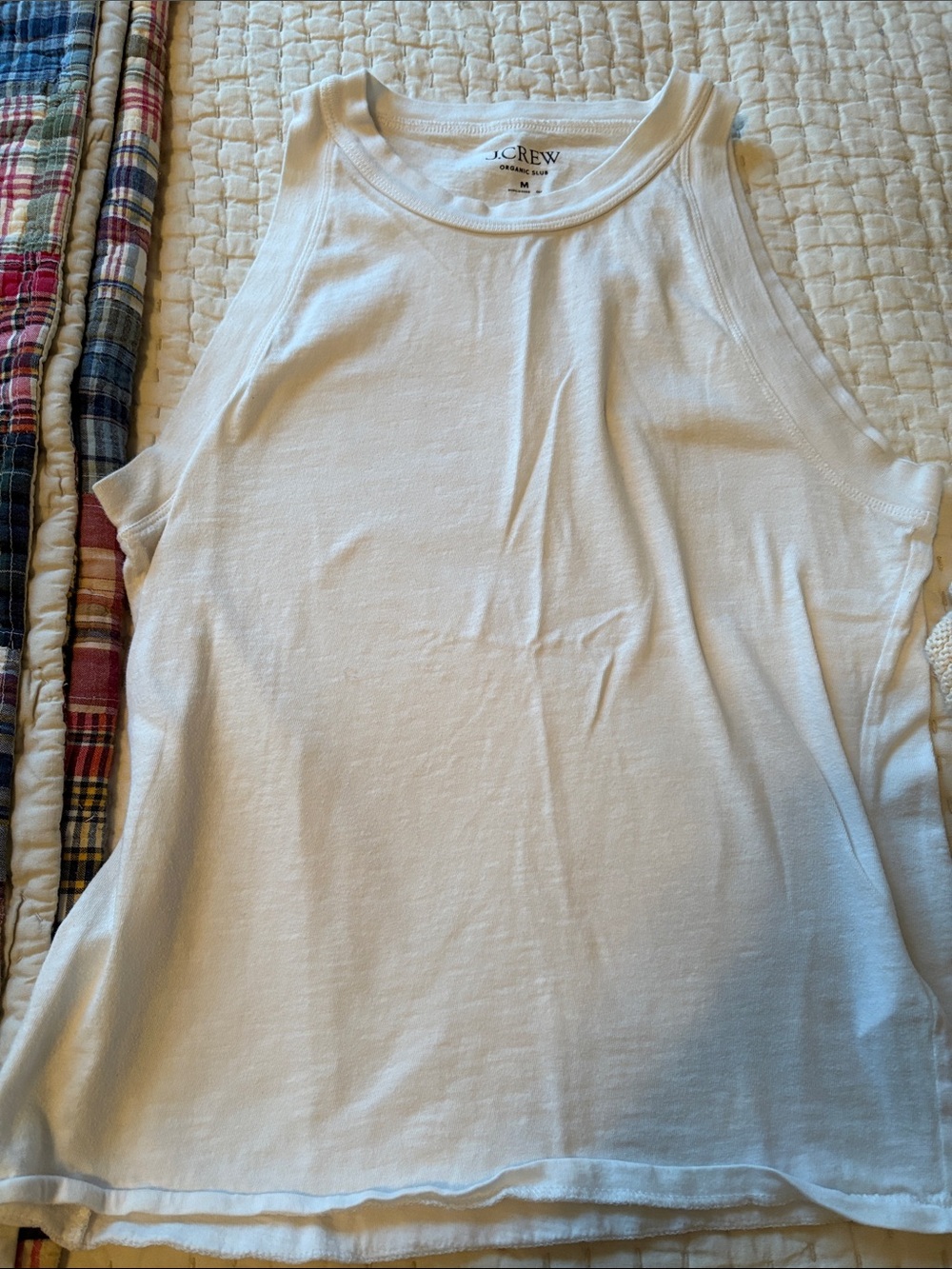 J. Crew White Ribbed High-Neck Tank